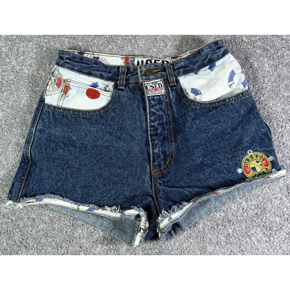 GET USED by ELIE Denim Jean Shorts Women's‎ Size 25 Nautical Lining RARE VINTAGE